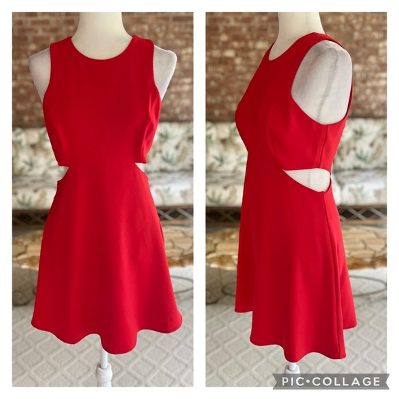 Express Red Cutout Side Fit & Flare Mini Dress 6 - Picture 16 of 16